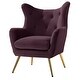 preview thumbnail 81 of 141, Eusebio Tufted Velvet Accent Chair with Wingback, Arms, and Metal Gold Legs for Living Room or Bedroom by HULALA HOME