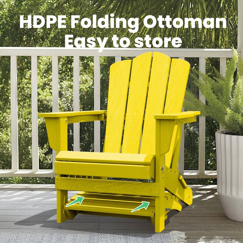 HDPE Folding Adirondack Ottoman, No-Assembly Outdoor Footrest,Fade Resistant Patio Footstool for Adirondack chair