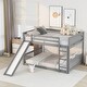 preview thumbnail 3 of 35, Full over Full Multiple Functional Bunk Bed with Slide & Ladder, Grey