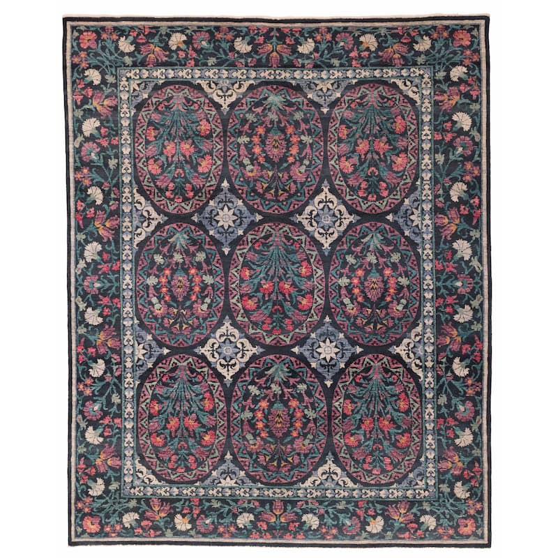 ECARPETGALLERY Hand-knotted Signature Collection Black Wool Rug - 8'1 x 9'11