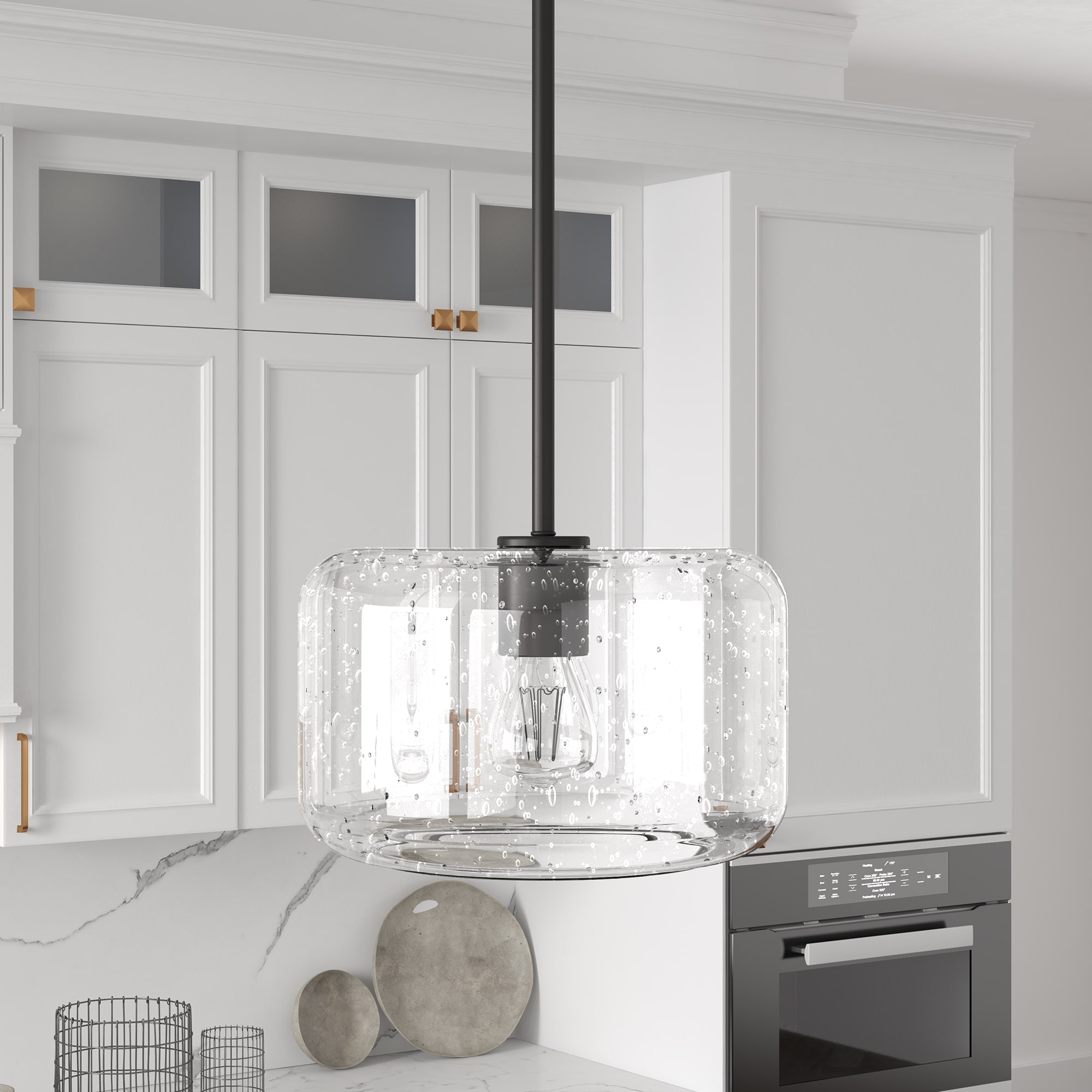 Ida 9.5 Wide Pendant with Glass Shade in Brass/Clear 