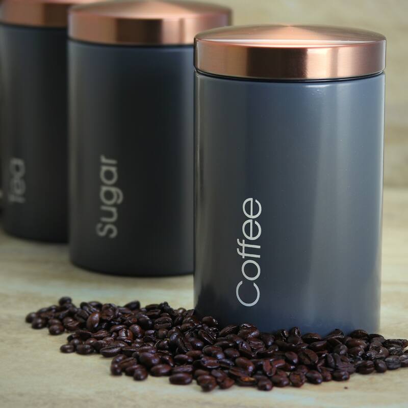 MegaChef Modern Kitchen Storage 3 Piece Canister Set in Matte Gray