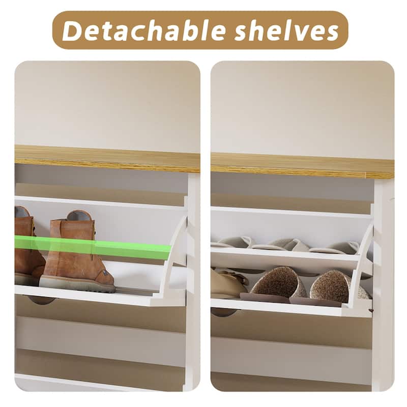Shoe Storage Cabinet with 4 Flip Drawers,Freestanding Shoe Cabinet