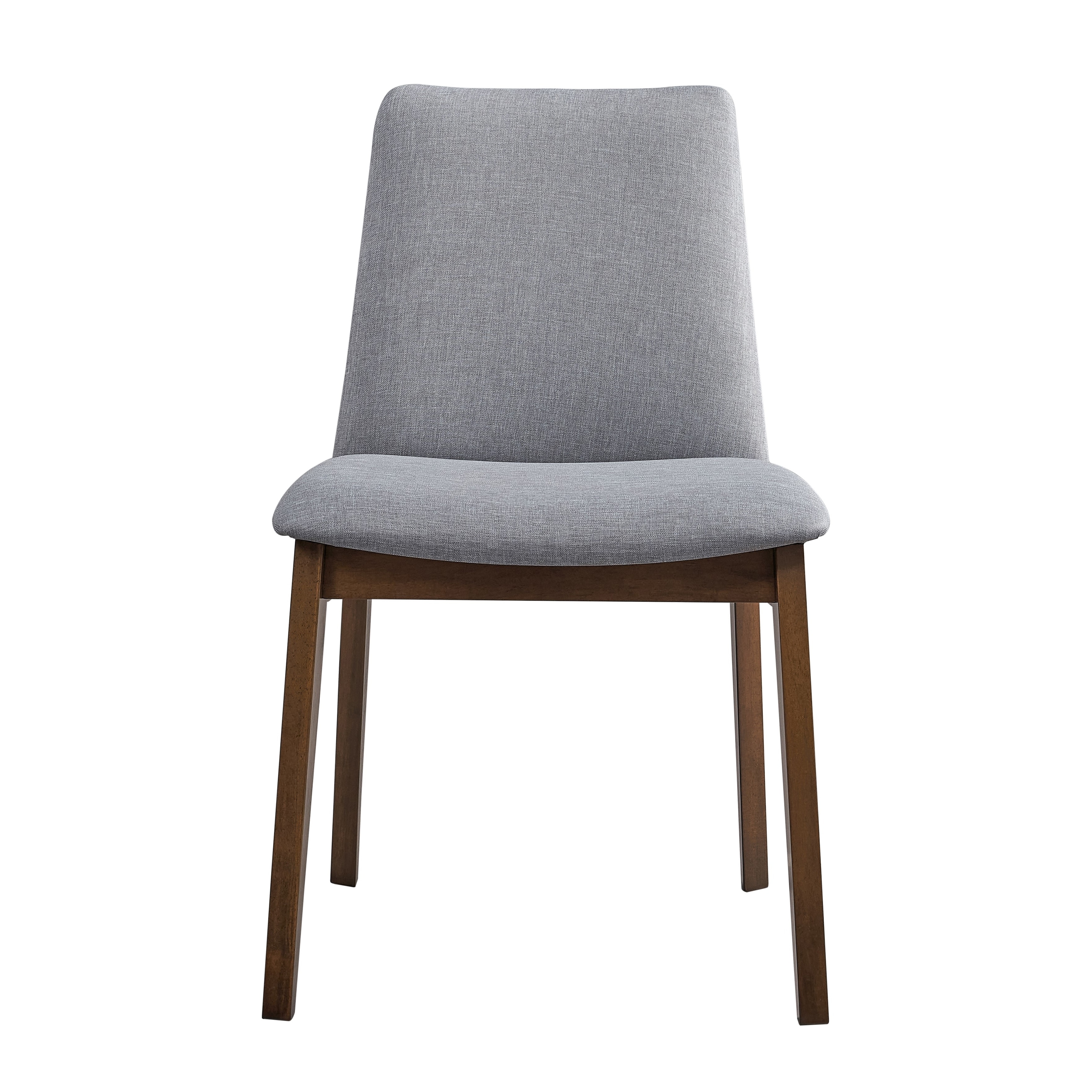 Walnut Finish Side Chairs Set of 2, Gray Fabric Upholstery Seat and Back Wooden Kitchen Casual Dining Furniture