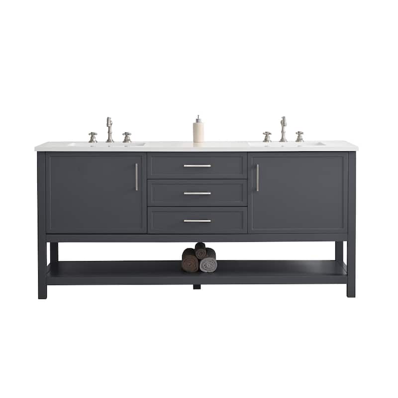 Sudio Design Arlo 72" Double Bathroom Vanity - 72-inch Double Sink - Dark Gray