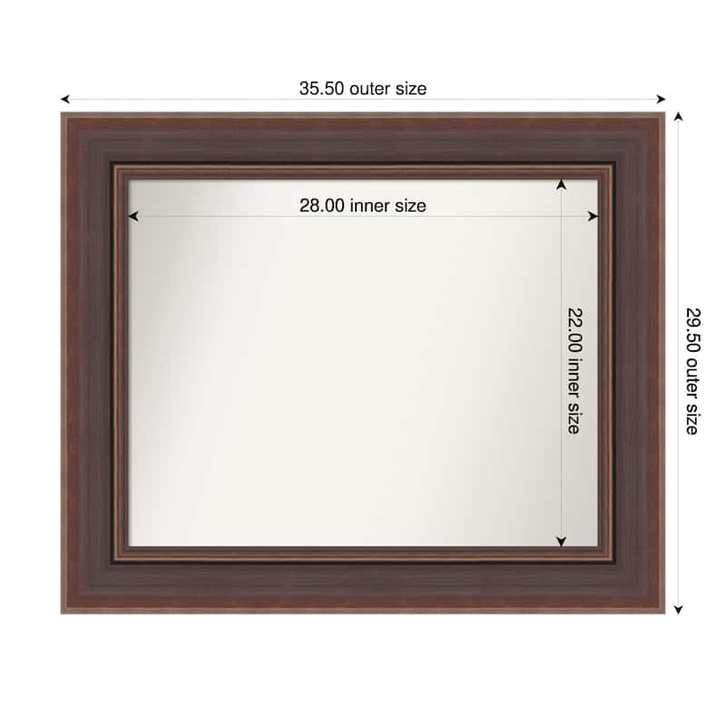 Moab Brown Bronze Non-Beveled Framed Bathroom Vanity Wall Mirror - Moab Brown Bronze - 36 x 30 in