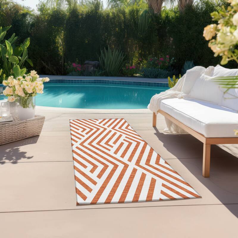 Mave Abstract Shapes Weather Resistant Classic Meets Modern Outdoor Rug
