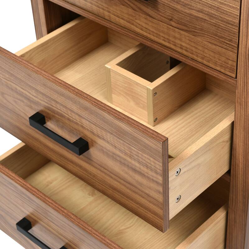 Roomfitters 24" Vanity with Ceramic Sink, Freestanding Cabinet with 3 Drawers, Modern Bathroom Storage Unit, Natural Wood
