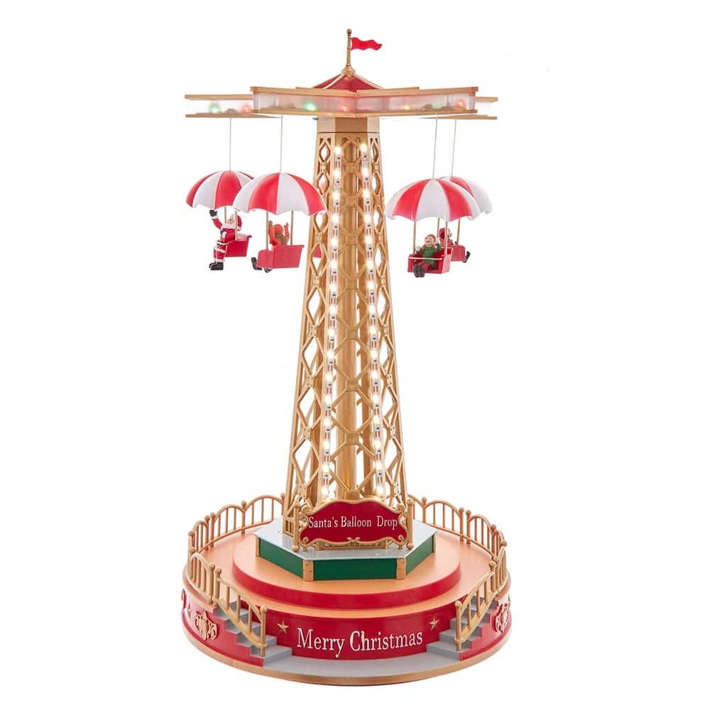 Kurt Adler LED Lighted Musical Santa Balloon Drop Table Piece
