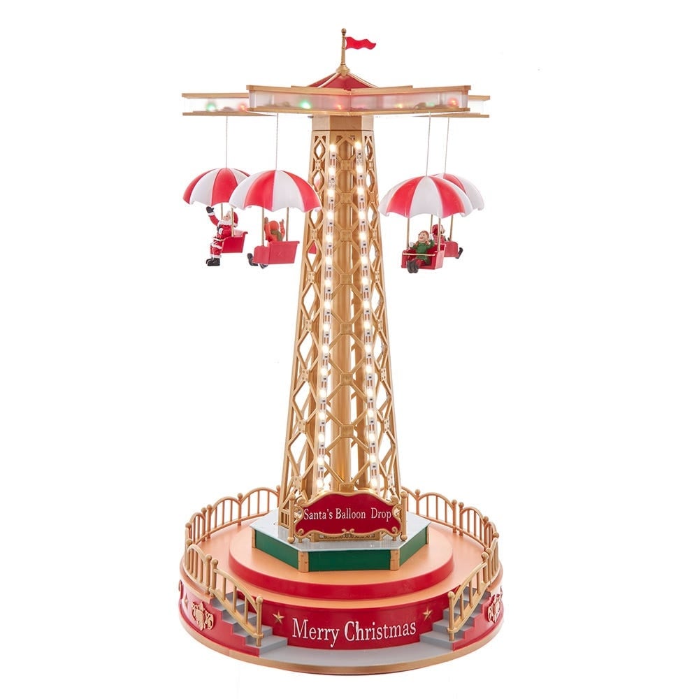 Kurt Adler LED Lighted Musical Santa Balloon Drop Table Piece