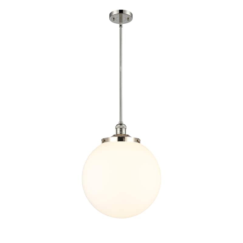 Innovations Lighting Franklin Restoration Beacon - 1 Light 14" Pendant - Polished Nickel/Matte White