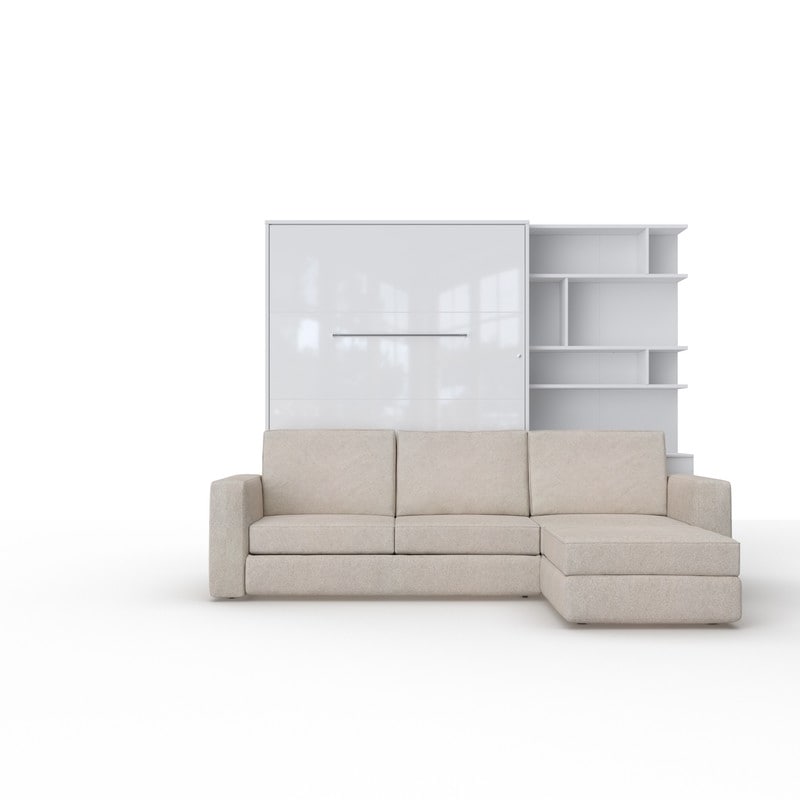 INVENTO Vertical Wall Bed with mattress 55.1" x 78.7" and Sectional