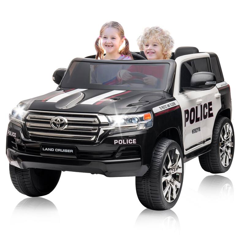 12V Kids Ride On Truck Car, Licensed Toyota Land Cruiser - White&Black