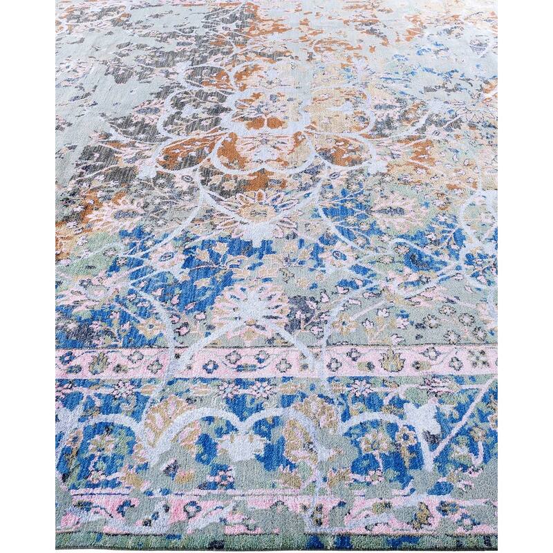 Ikat One-of-a-Kind Hand-Knotted Area Rug - Gray, 9' 1" x 11' 10" - 9' 1" x 11' 10"