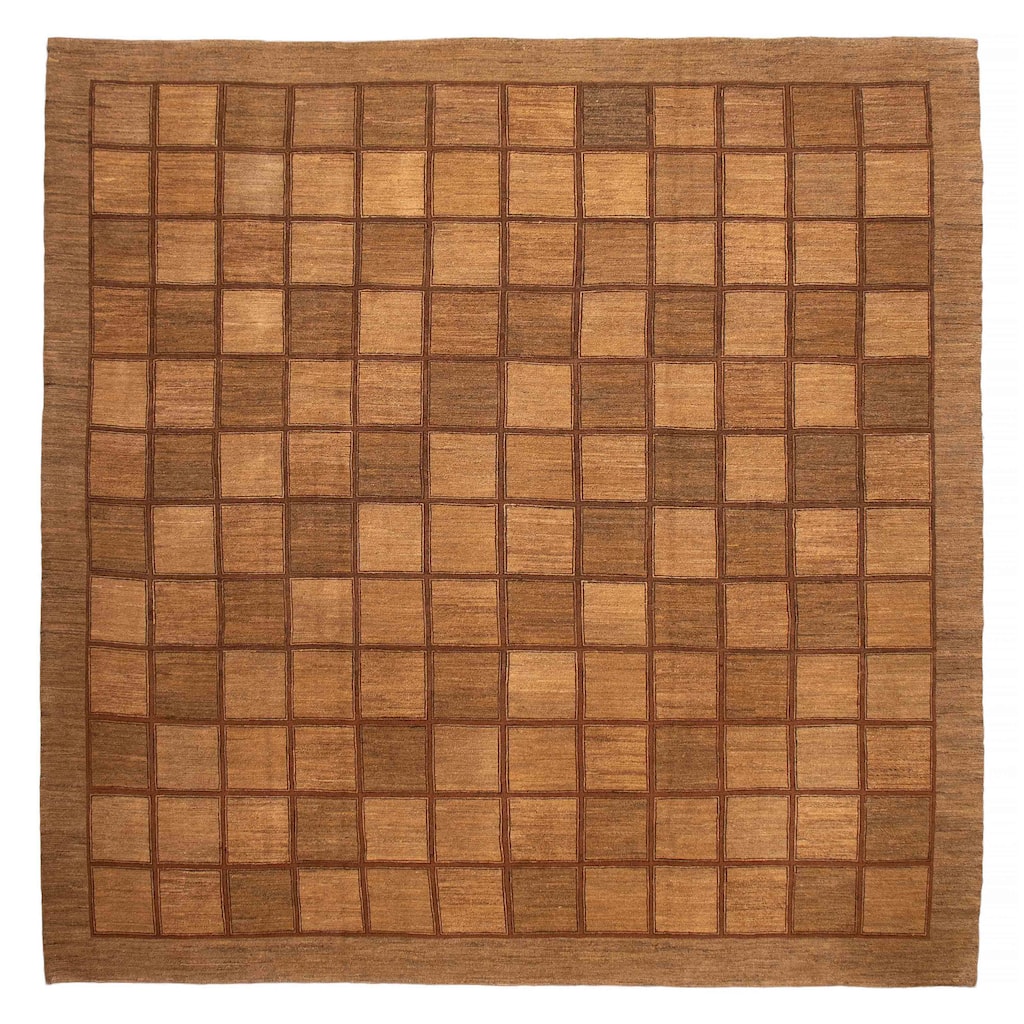 ECARPETGALLERY Flat-Weave Lahor Finest Brown Wool Tapestry Kilim - 13'5 x 13'0