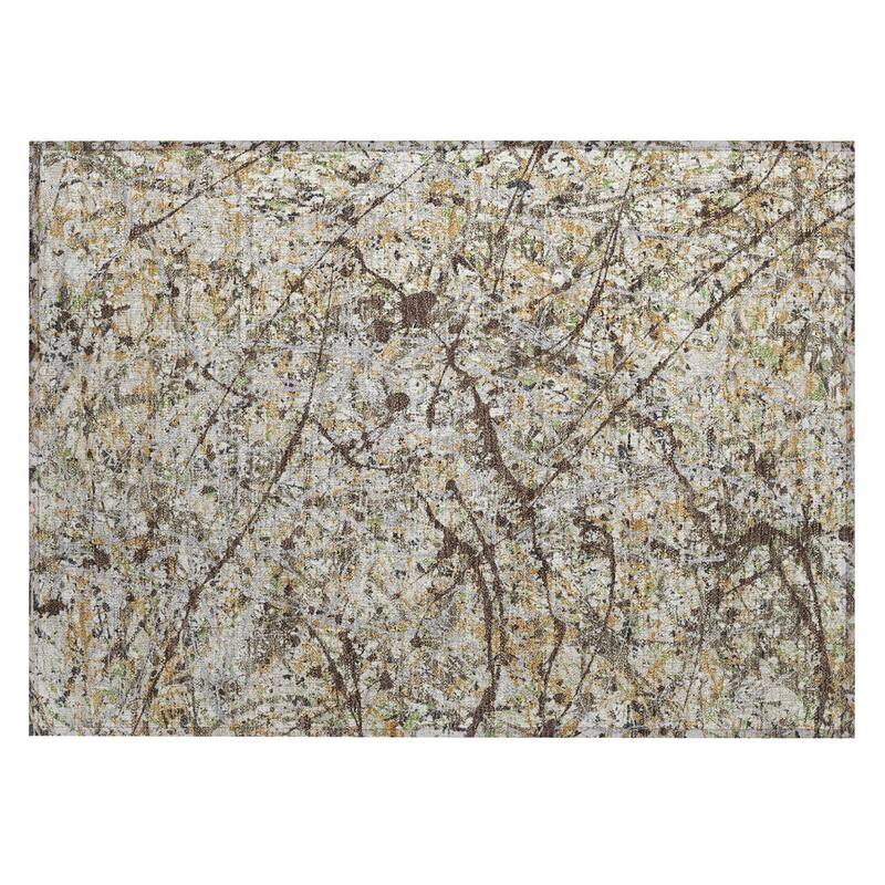 Machine Washable Indoor/ Outdoor Modern Splatter Chantille Rug