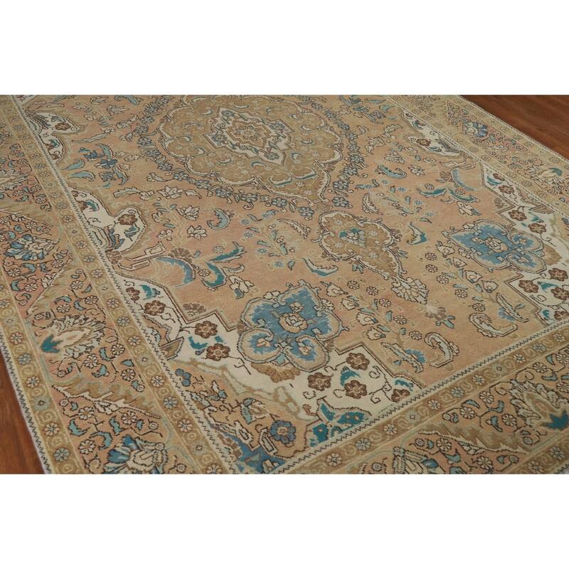 Tabriz Persian Vintage Area Rug Hand-Knotted Traditional Wool Carpet - 7'7" x 11'2"