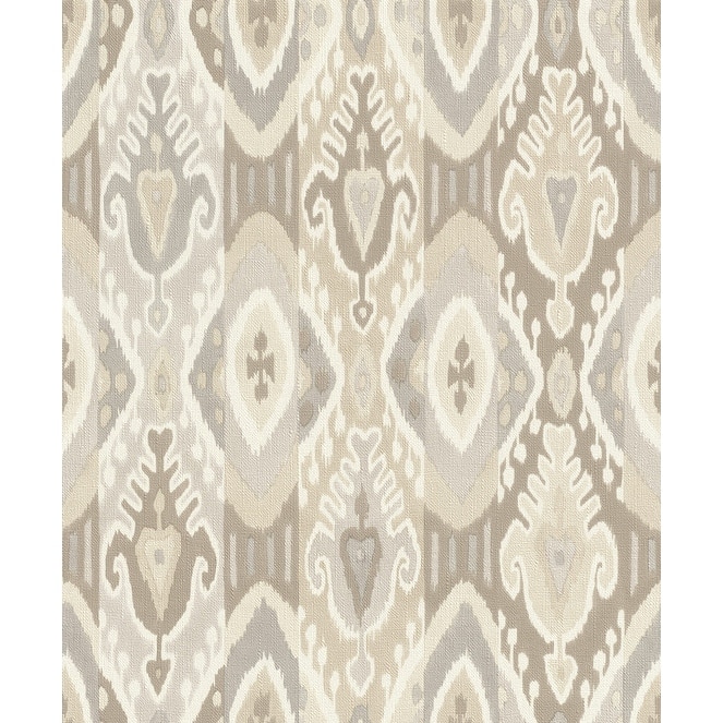 Advantage Villon Light Grey Ikat Wallpaper - Grey