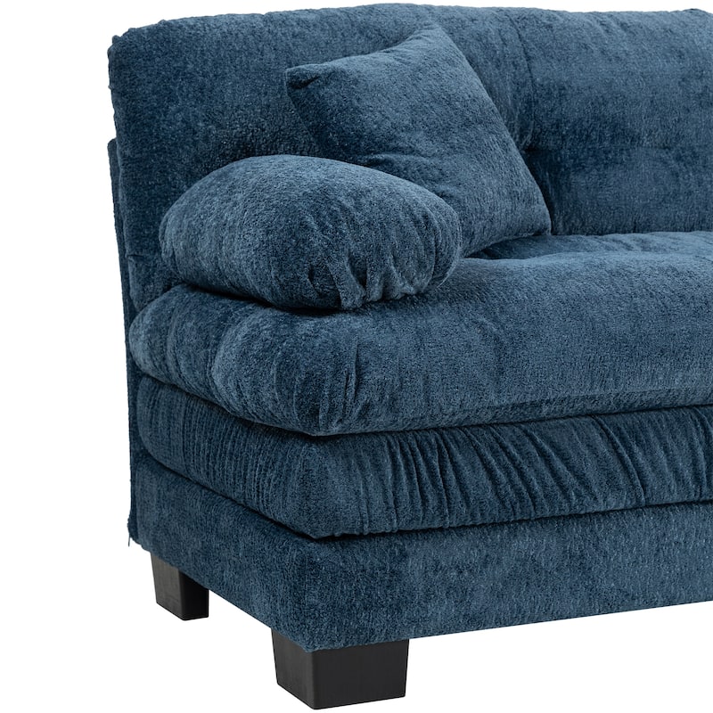 84" Upholstered 3-Seater Sofa with Dual-Layer Memory Foam Cushioning, and Complimentary Comfort Pillows