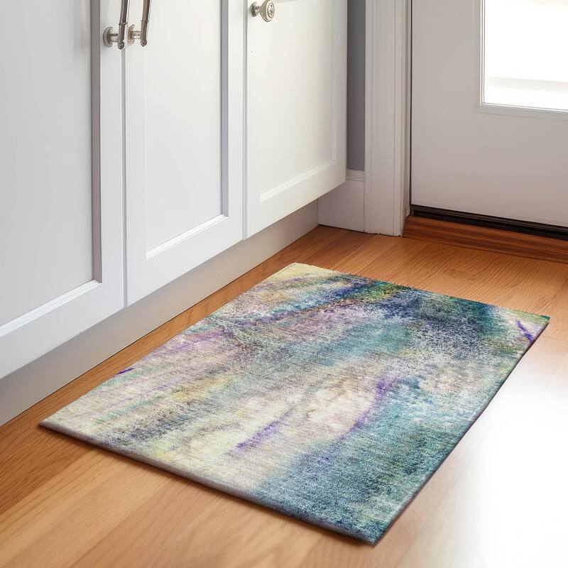 Premium Washable Super Soft Modern Abstract Mayfield Rug - Blue - 1' 8" x 2' 6" - Rectangle