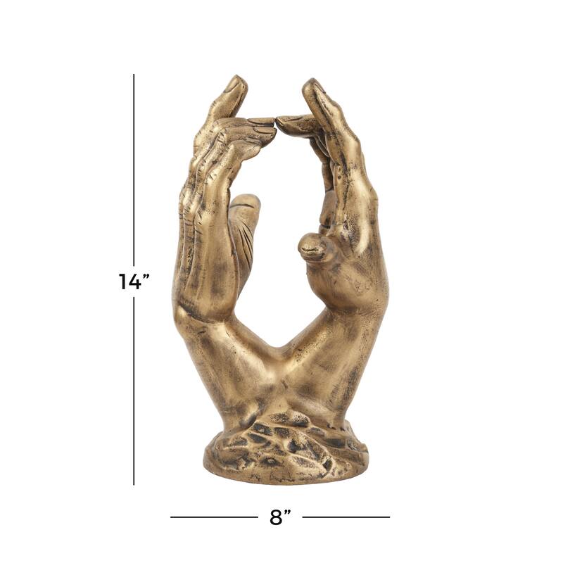 Aluminum Metal Hands Sculpture - Gold - Roche River Decor