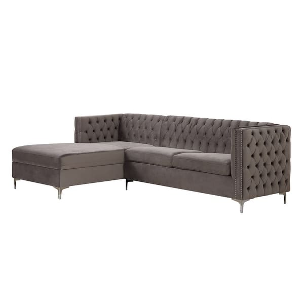 slide 2 of 5, ACME Sullivan Sectional Sofa in Gray Velvet