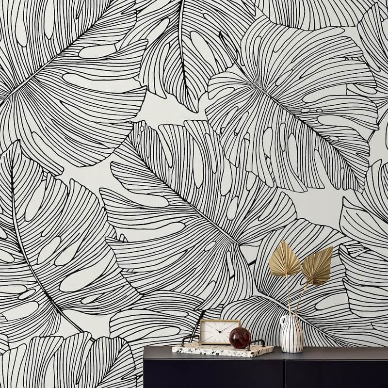 Seabrook Designs Tarra Monstera Leaf Unpasted Wallpaper