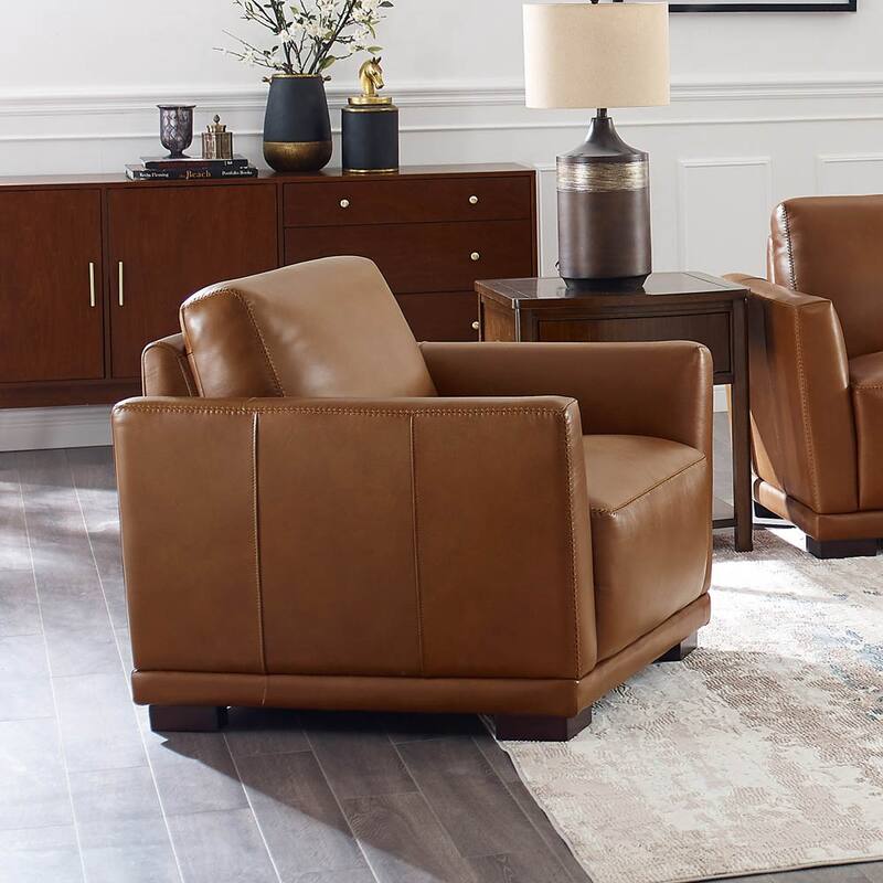 Hydeline Mary Top Grain Leather Chair with Memory Foam and Springs