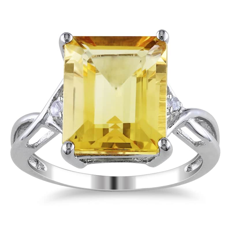 Miadora Sterling Silver Citrine and White Topaz Ring