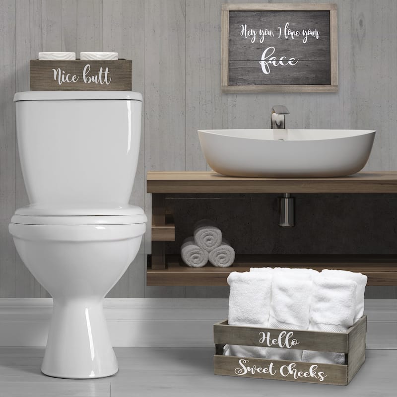 Elegant Designs Three Piece Decorative Wood Bathroom Set