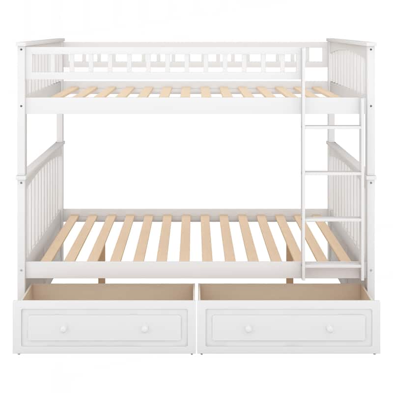 Full over Full Bunk Bed with Drawers, Convertible Beds