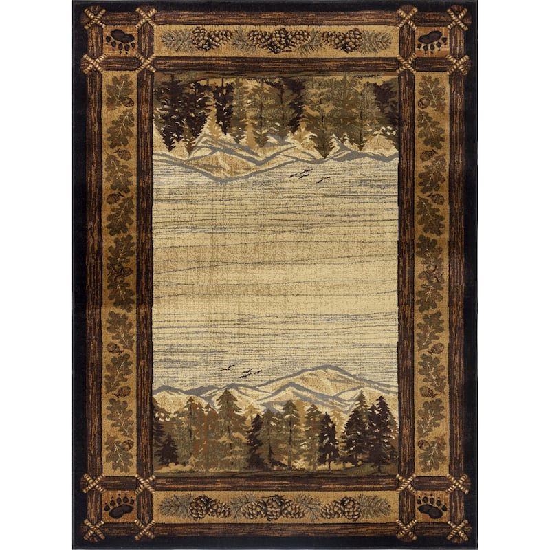 Nature's Nest GC_CBL3009 Multi Lodge Area Rug - 5'3 x 7'3