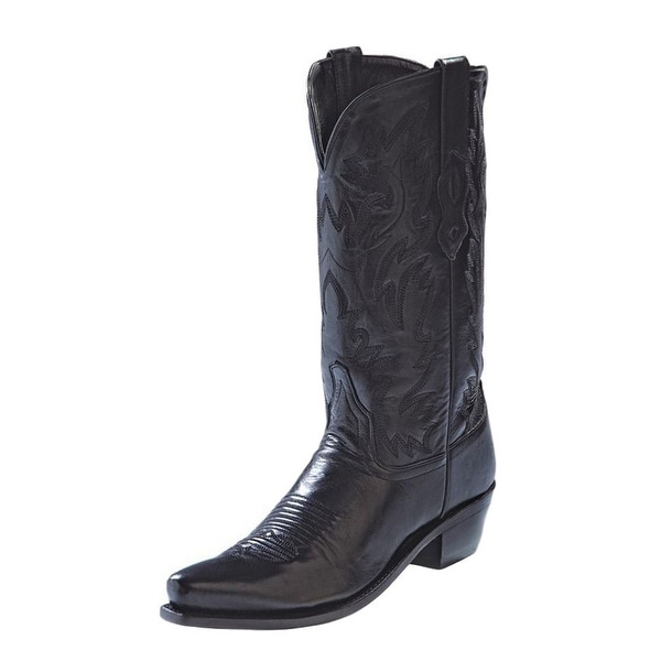 Old West Cowboy Boots Mens Snip Toe Stitching Leather Black