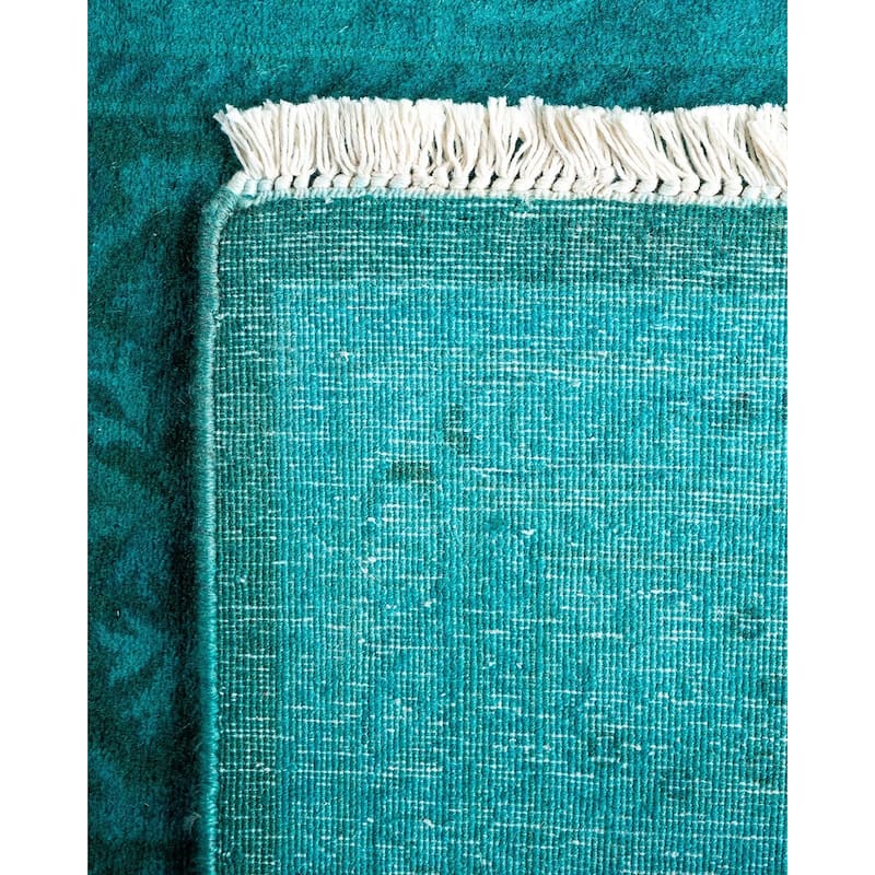 Overton Hand Knotted Wool Vintage Inspired Modern Contemporary Overdyed Blue Runner Rug - 2' 7" x 21' 0"