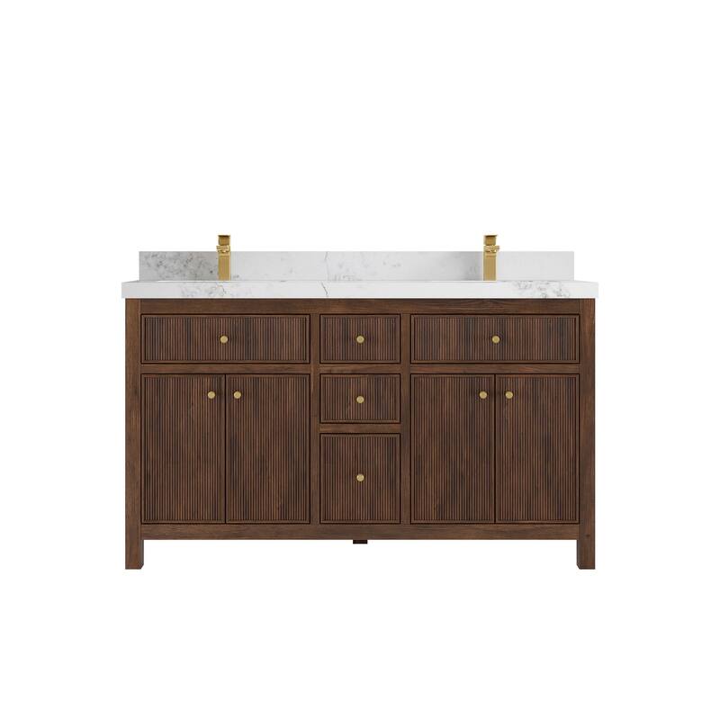 Willow Collections 60 in. W x 22 in. D Sonoma Teak Double Sink Bathroom Vanity with Countertop