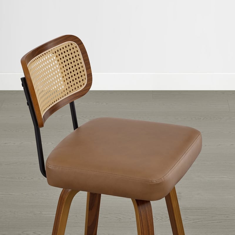 Spruce & Spring 26" Swivel Bar Stool with Bentwood Back or PE Rattan Back