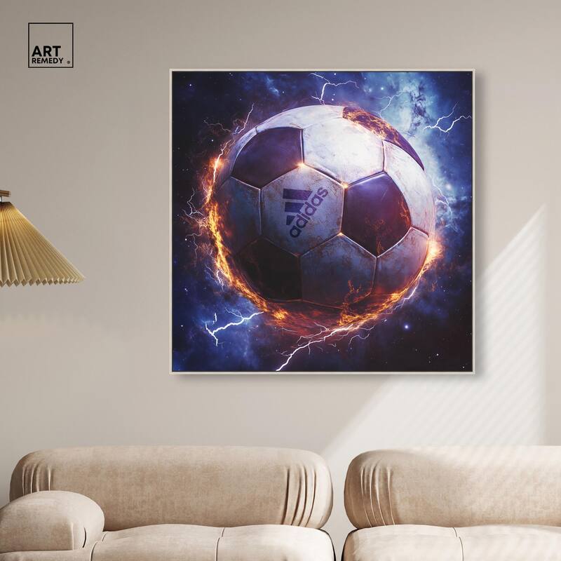 Electrify Soccer Ball Canvas by Art Remedy