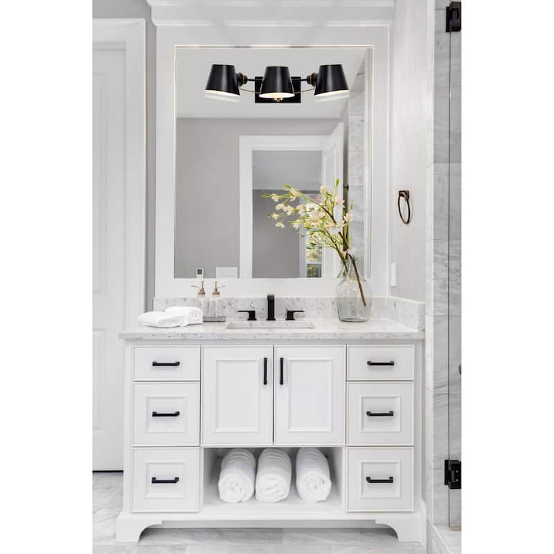 Baxter 3 Light Vanity Black with Burnished Brass
