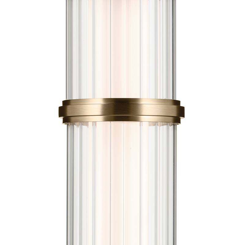 Kichler Lighting Riven 15.5 Inch LED 1 Light Pendant with Clear Fluted Glass in Champagne Bronze