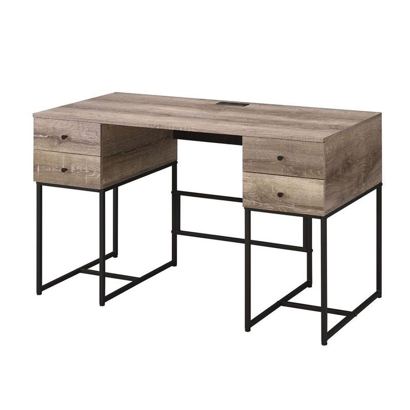Home Office Computer Desk Rustic Oak & Black