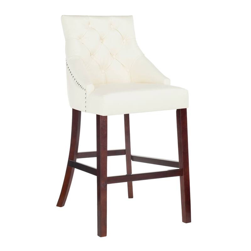 SAFAVIEH Clara 30-inch Tufted Wing Back Bar Stool (Set of 2) - 22.5" x 25" x 45" - 23Wx25Dx45H