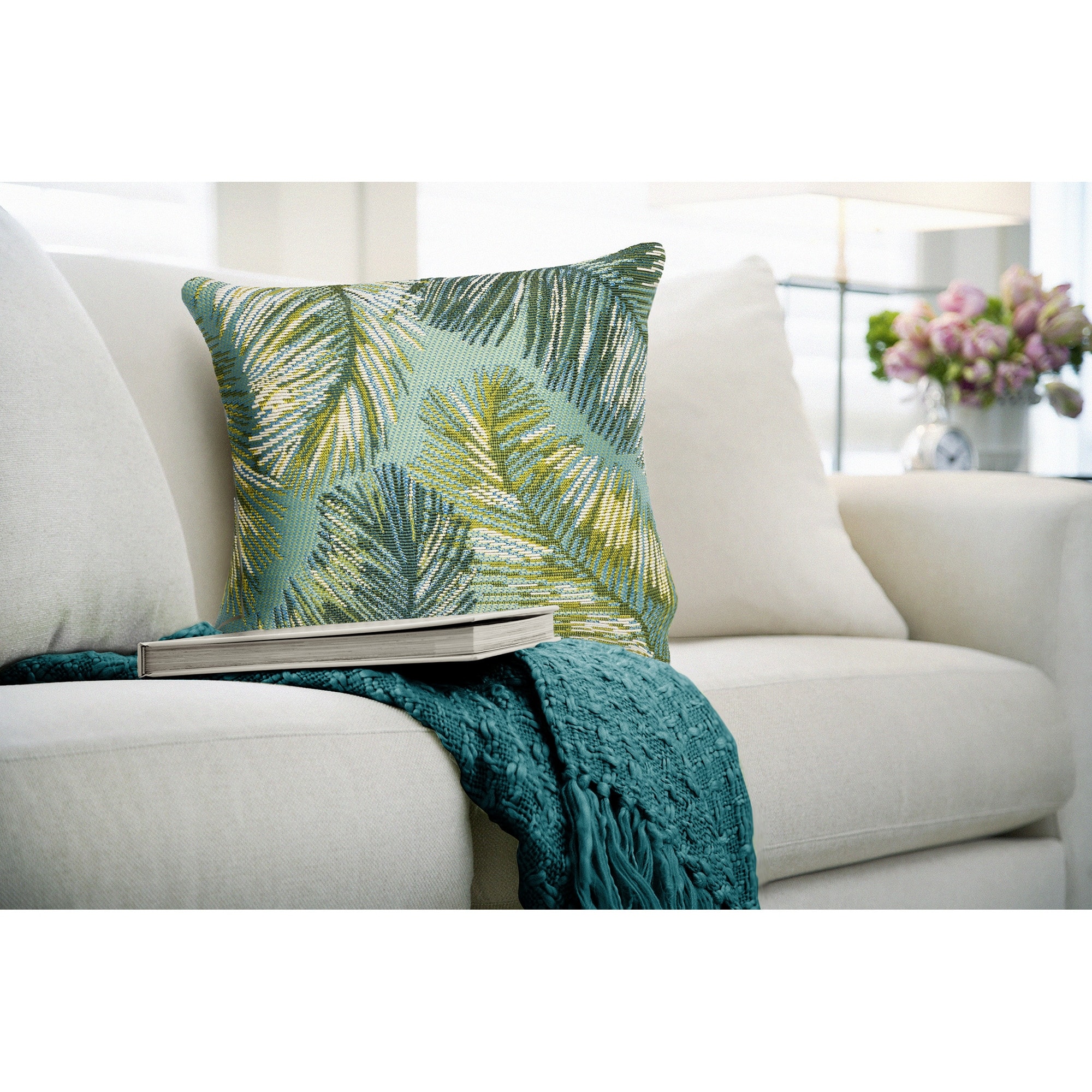 Lush Decor Marina Palm Border Indoor/Outdoor Pillow