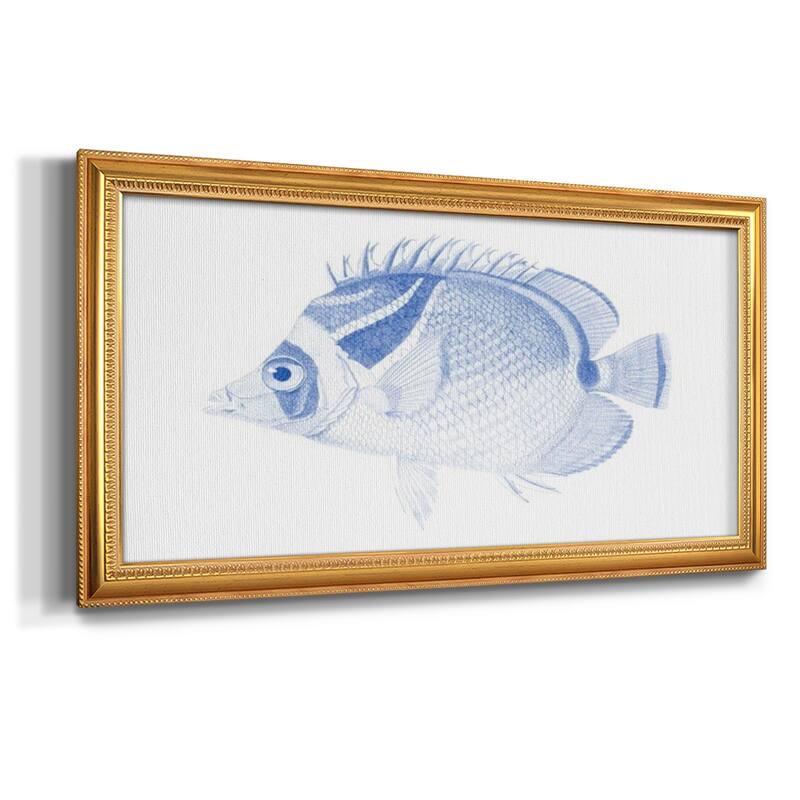 Blue & White Tropical Fish IV Premium Framed Canvas- Ready to Hang