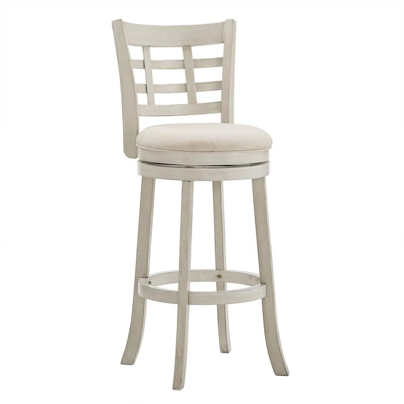 Verona Swivel 29-inch High Back Barstool by iNSPIRE Q Classic - Antique White-Beige Linen-Window Back