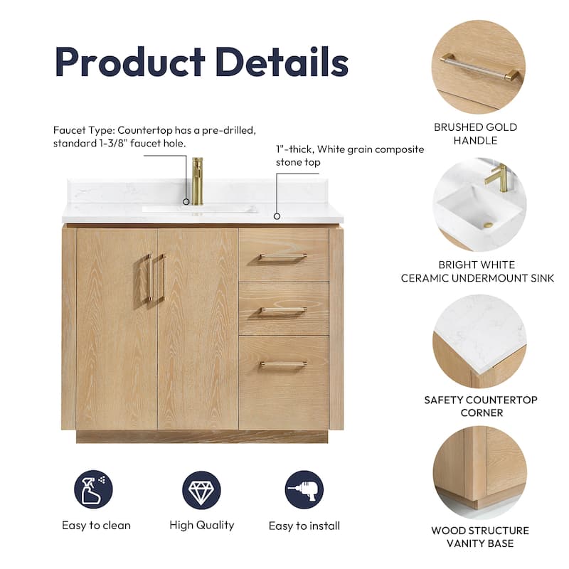 San Single Bath Vanity with Composite Stone Top and Mirror