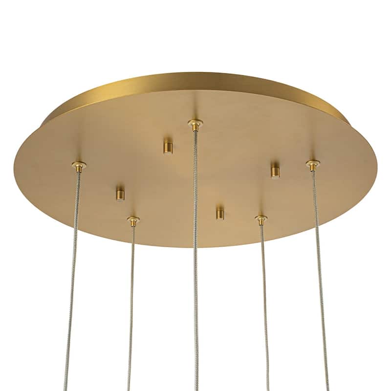 Glam Etched Ribbed Glass 5-Light Cluster LED Chandelier 16.3 in