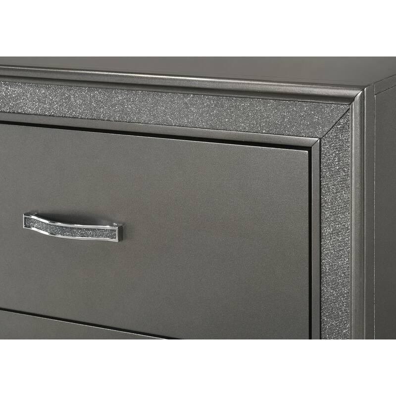 Contemporary 1pc Nightstand with Sparkling Accent Band and Two Drawers for Elegant Bedroom Storage