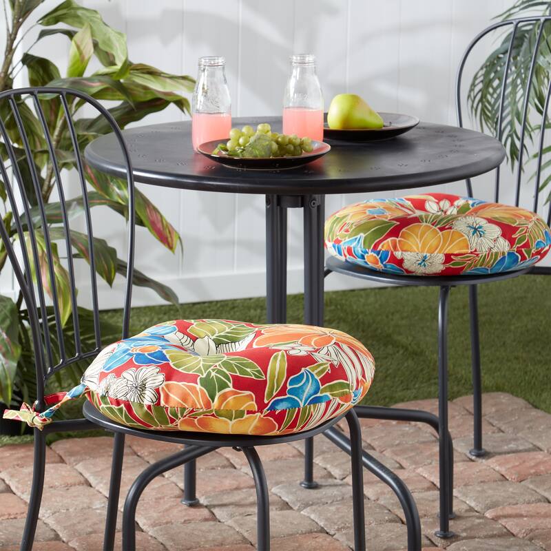 15-inch Round Outdoor Aloha Floral Bistro Chair Cushions (Set of 2)