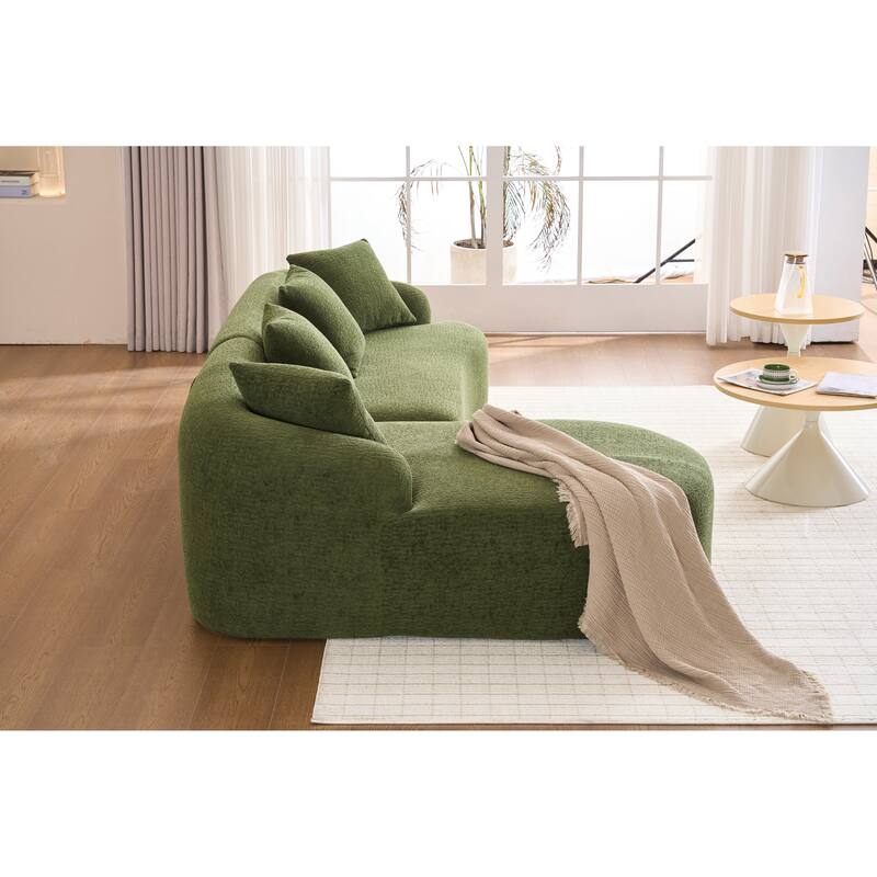 98.4" Chenille L-Shaped Sectional Sofa with Chaise & Pillows