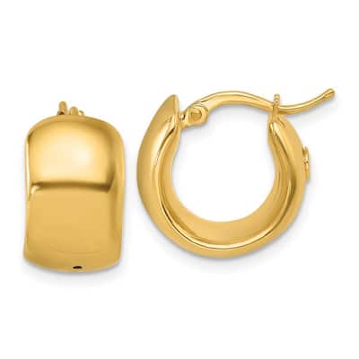Curata 14k Yellow Gold Polished 15x9.3mm Wide Hoop Earrings
